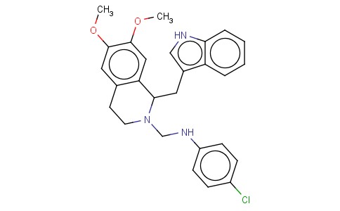 2(1H)-ISOQUINOLINEMETHANAMINE, 3,4-DIHYDRO-N-(4-CHLOROPHENYL)-6,7-DIME THOXY-1-(1H-INDOL-3-YLMETHYL)